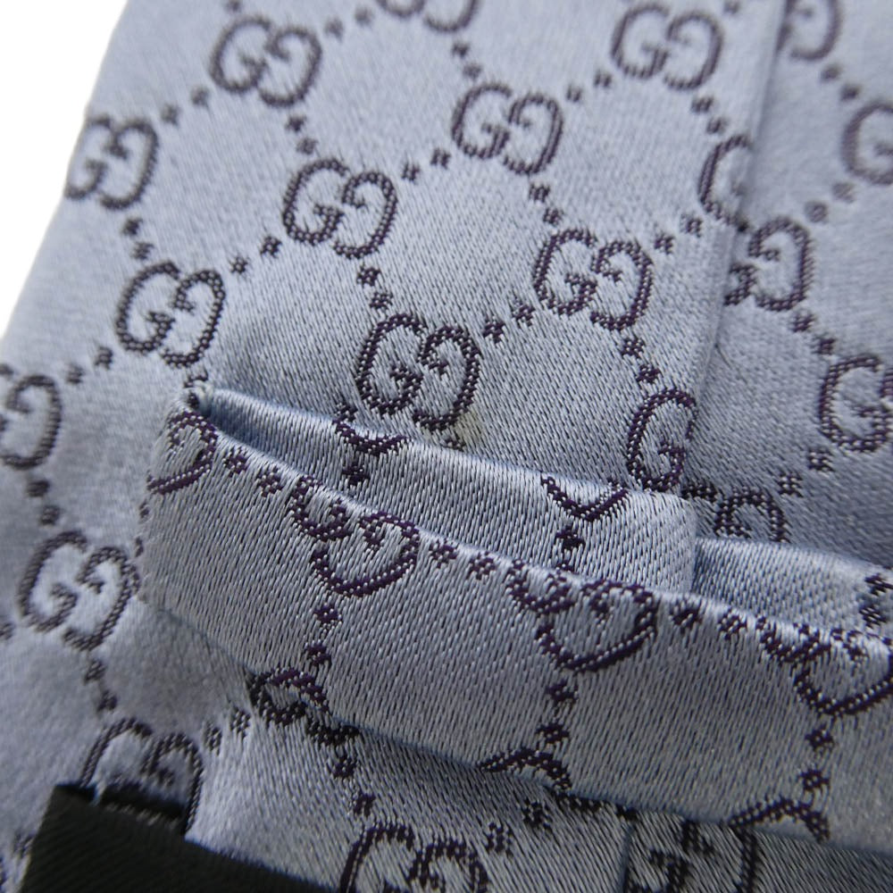 GUCCI グッチ イタリア製 シルク 100% GG柄 ネクタイ ライトブルー系【中古】