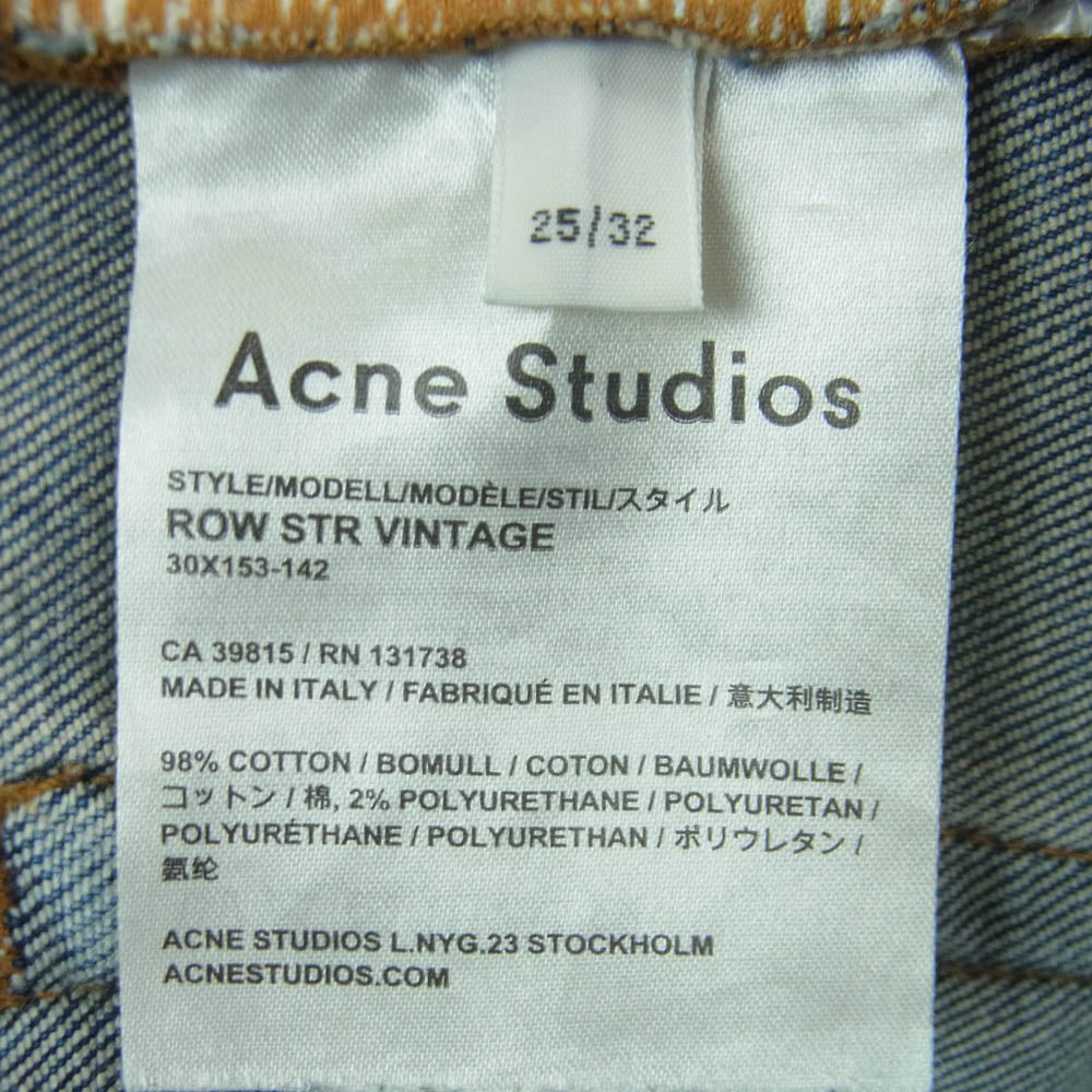 ACNE STUDIOS アクネストゥディオズ ROW STR VINTAGE ストレッチ スキニー デニム パンツ インディゴブルー系 25 / 32【中古】