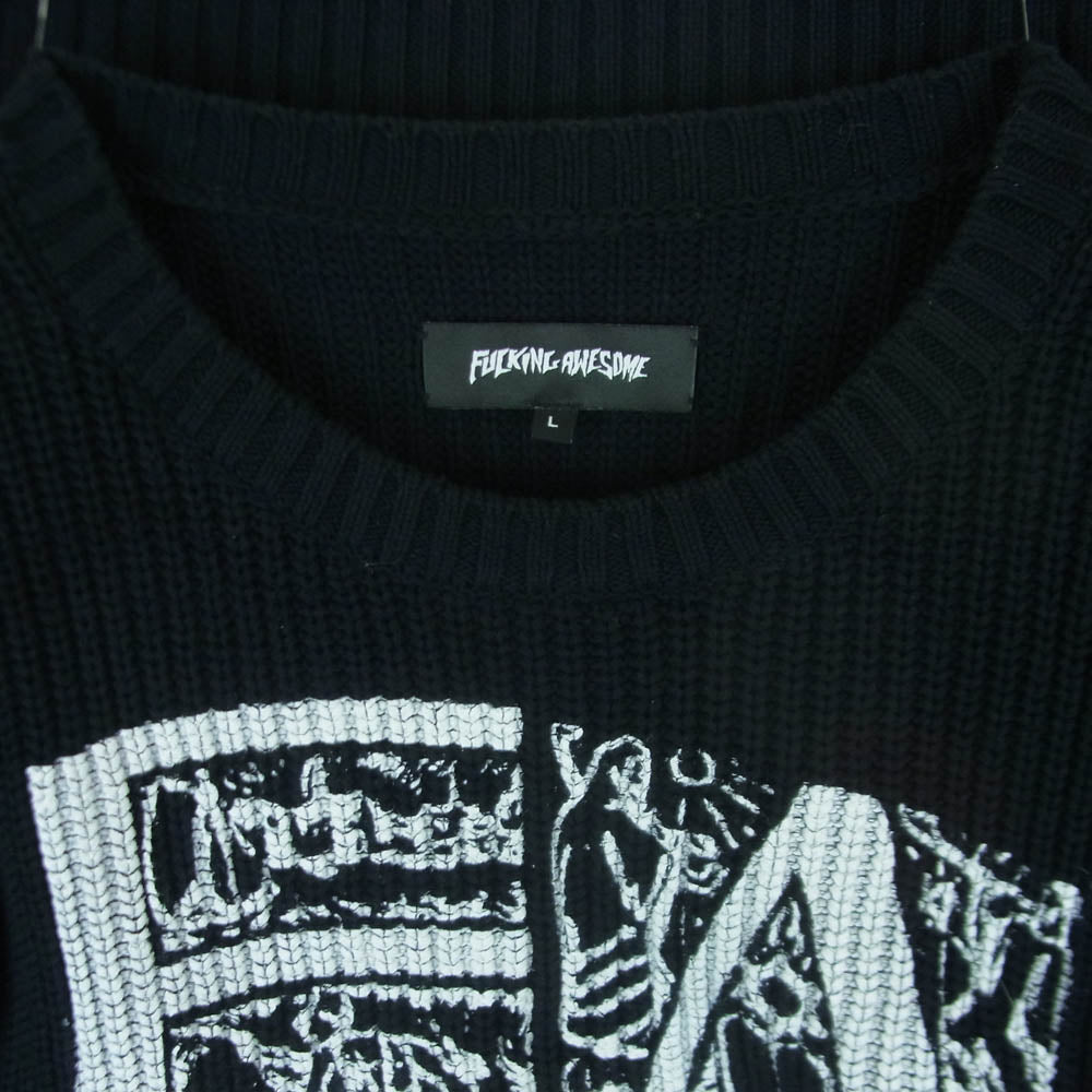 ファッキング オウサム Drip ロゴ ニット セーター コットン 中国製 ブラック系 L【中古】