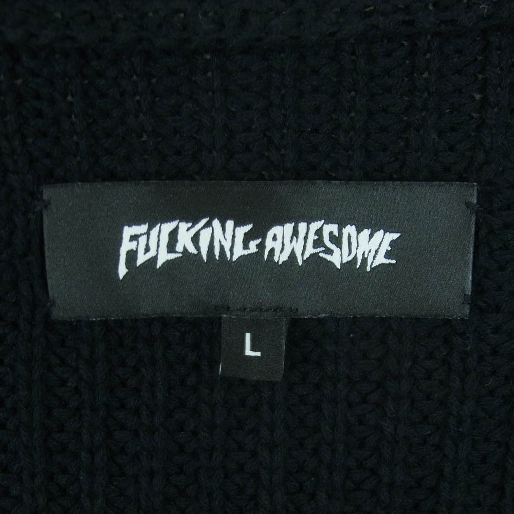 ファッキング オウサム Drip ロゴ ニット セーター コットン 中国製 ブラック系 L【中古】