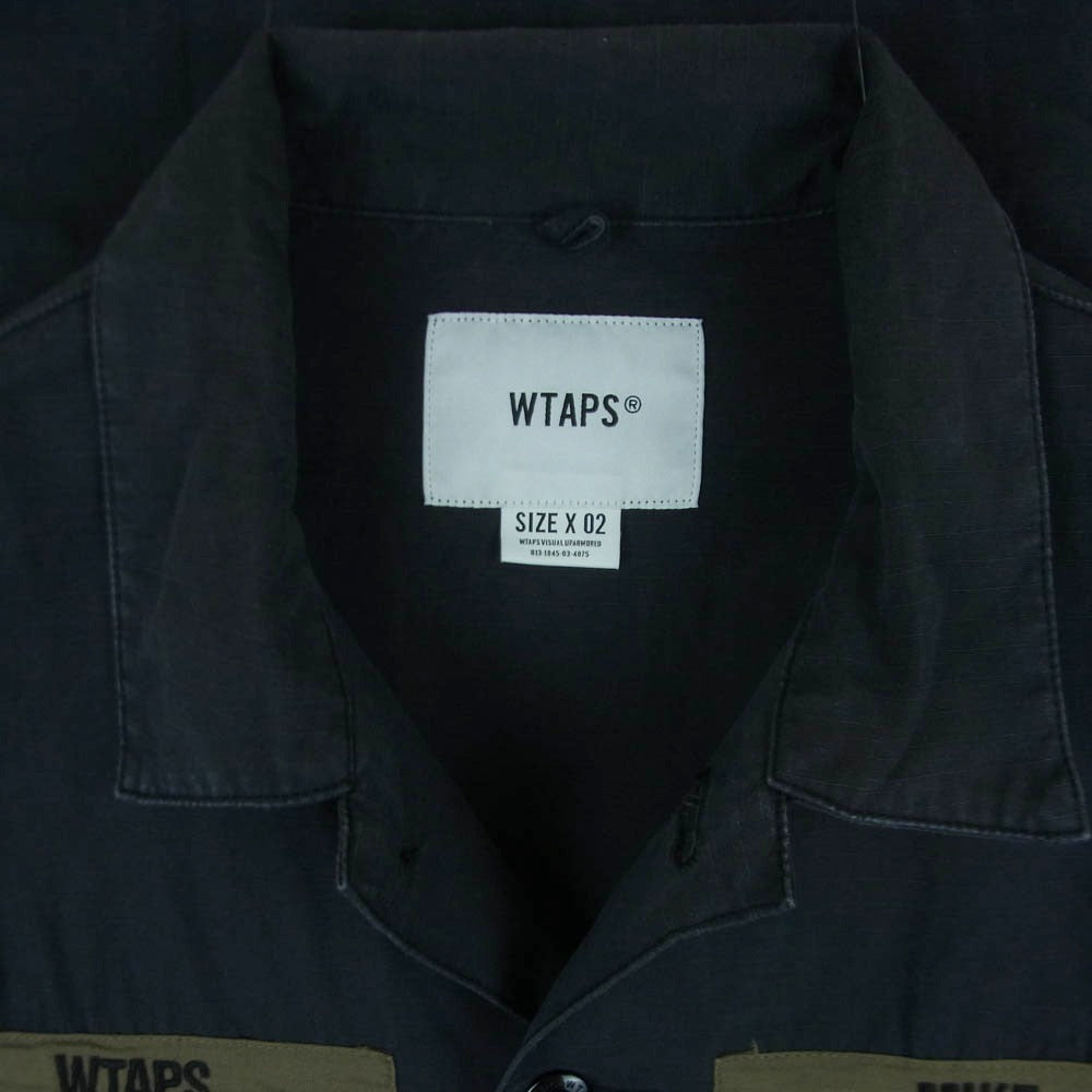 WTAPS ダブルタップス 19AW 192BRDT-SHM02 SHIRT. COTTON. RIPSTOP リップストップ ミリタリー 長袖 シャツ ダークグレー系 02【中古】