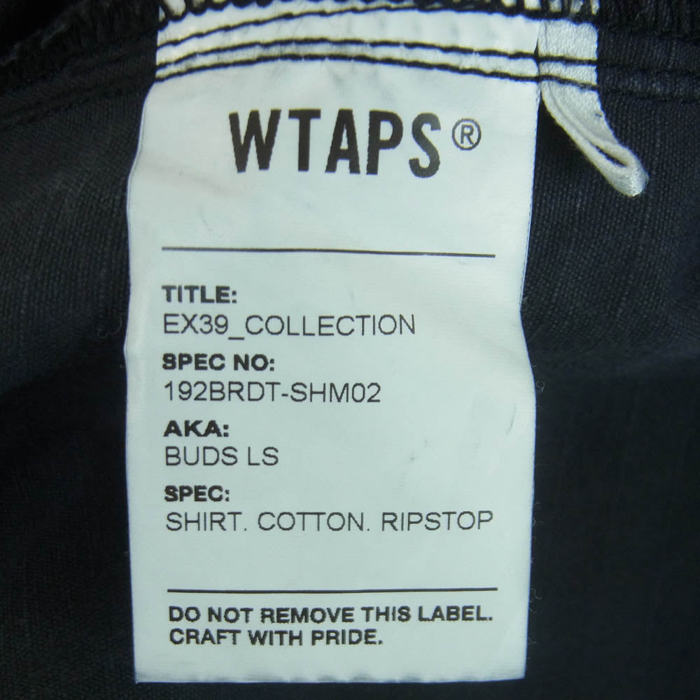 WTAPS ダブルタップス 19AW 192BRDT-SHM02 SHIRT. COTTON. RIPSTOP リップストップ ミリタリー 長袖 シャツ ダークグレー系 02【中古】