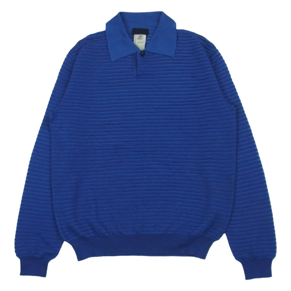 VERSACE ヴェルサーチ GIANNI VERSACE ジャンニ ヴェルサーチウール ニット ポロシャツ 長袖 ブルー系 50 4【中古】