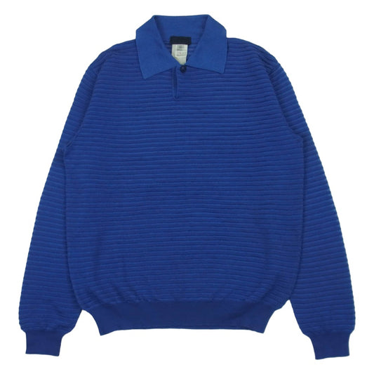 VERSACE ヴェルサーチ GIANNI VERSACE ジャンニ ヴェルサーチウール ニット ポロシャツ 長袖 ブルー系 50 4【中古】