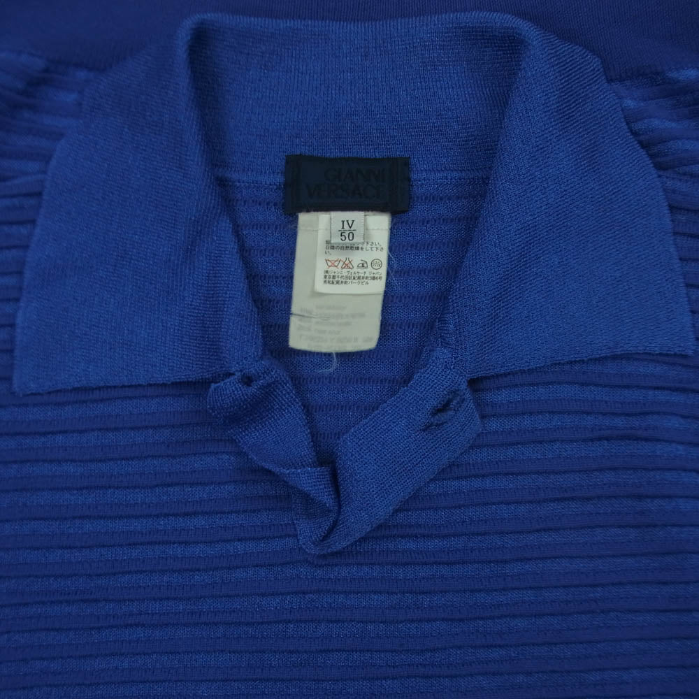 VERSACE ヴェルサーチ GIANNI VERSACE ジャンニ ヴェルサーチウール ニット ポロシャツ 長袖 ブルー系 50 4【中古】