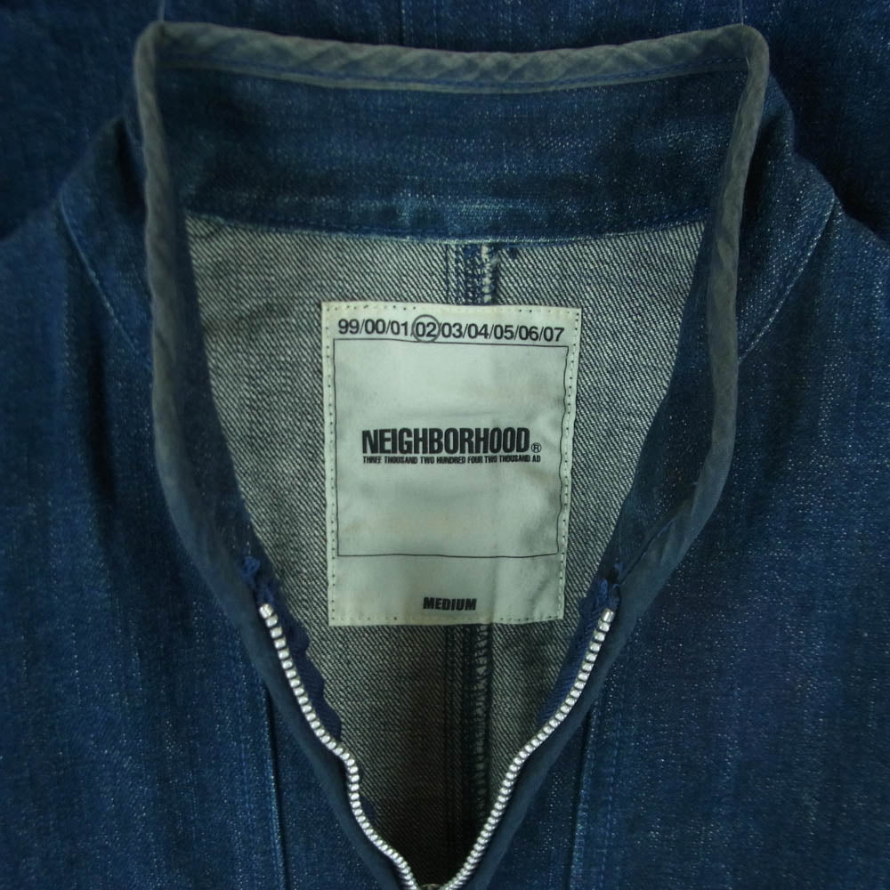 NEIGHBORHOOD ネイバーフッド DCNH-JK-07 ノーカラー ジップアップ デニム ジャケット インディゴブルー系 M【中古】
