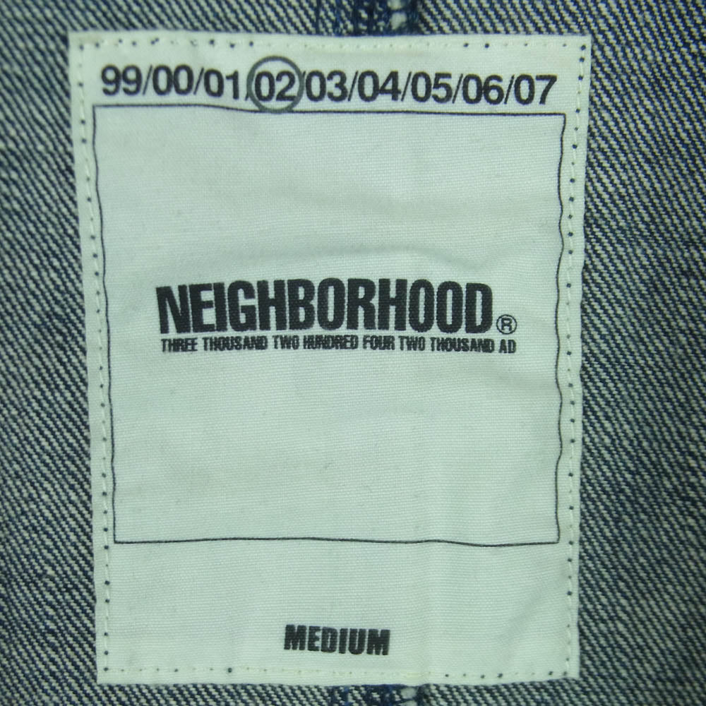 NEIGHBORHOOD ネイバーフッド DCNH-JK-07 ノーカラー ジップアップ デニム ジャケット インディゴブルー系 M【中古】