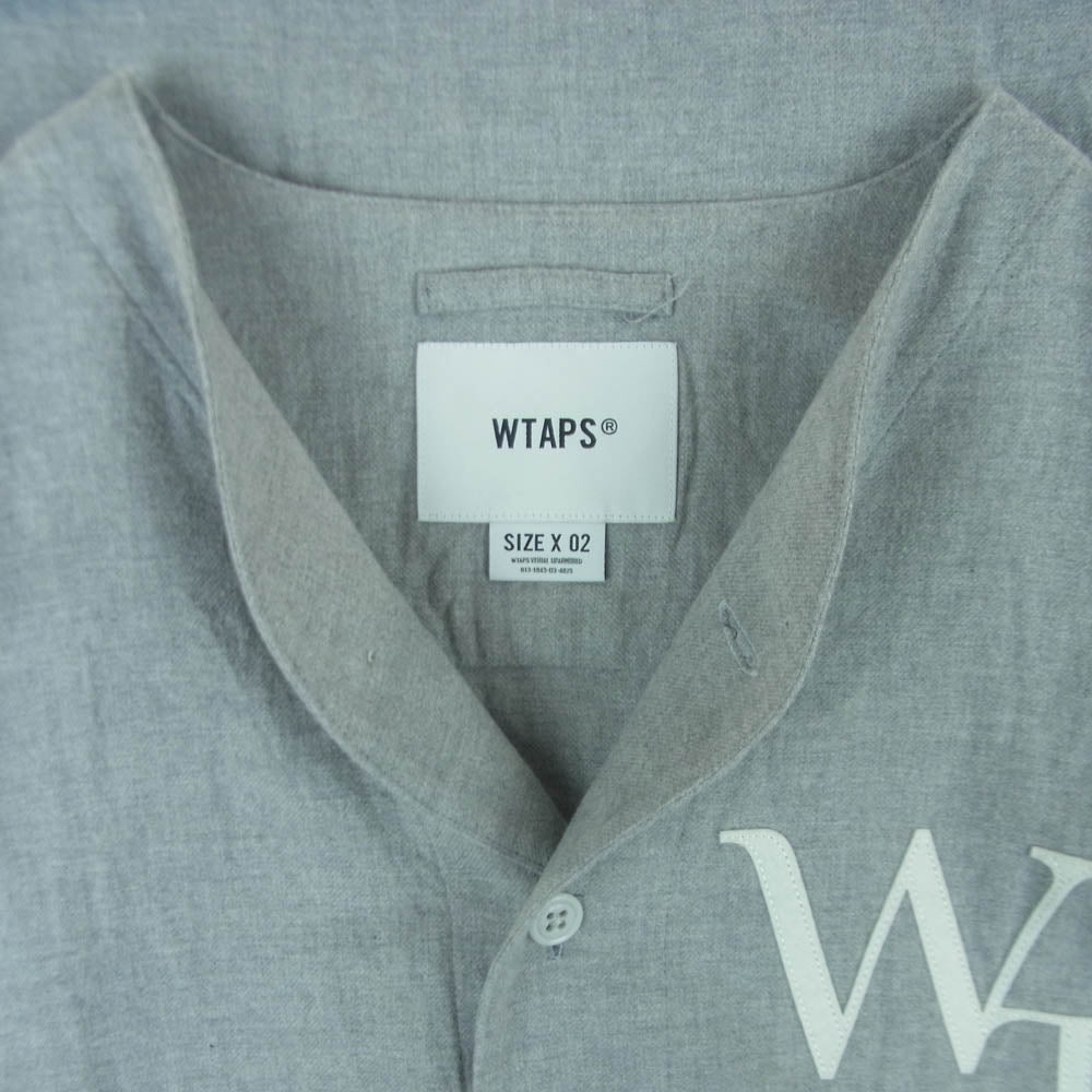 WTAPS ダブルタップス 23SS 231TQDT-SHM07 LEAGUE LS COTTON. TWILL 長袖 ベースボール シャツ グレー系 02【中古】
