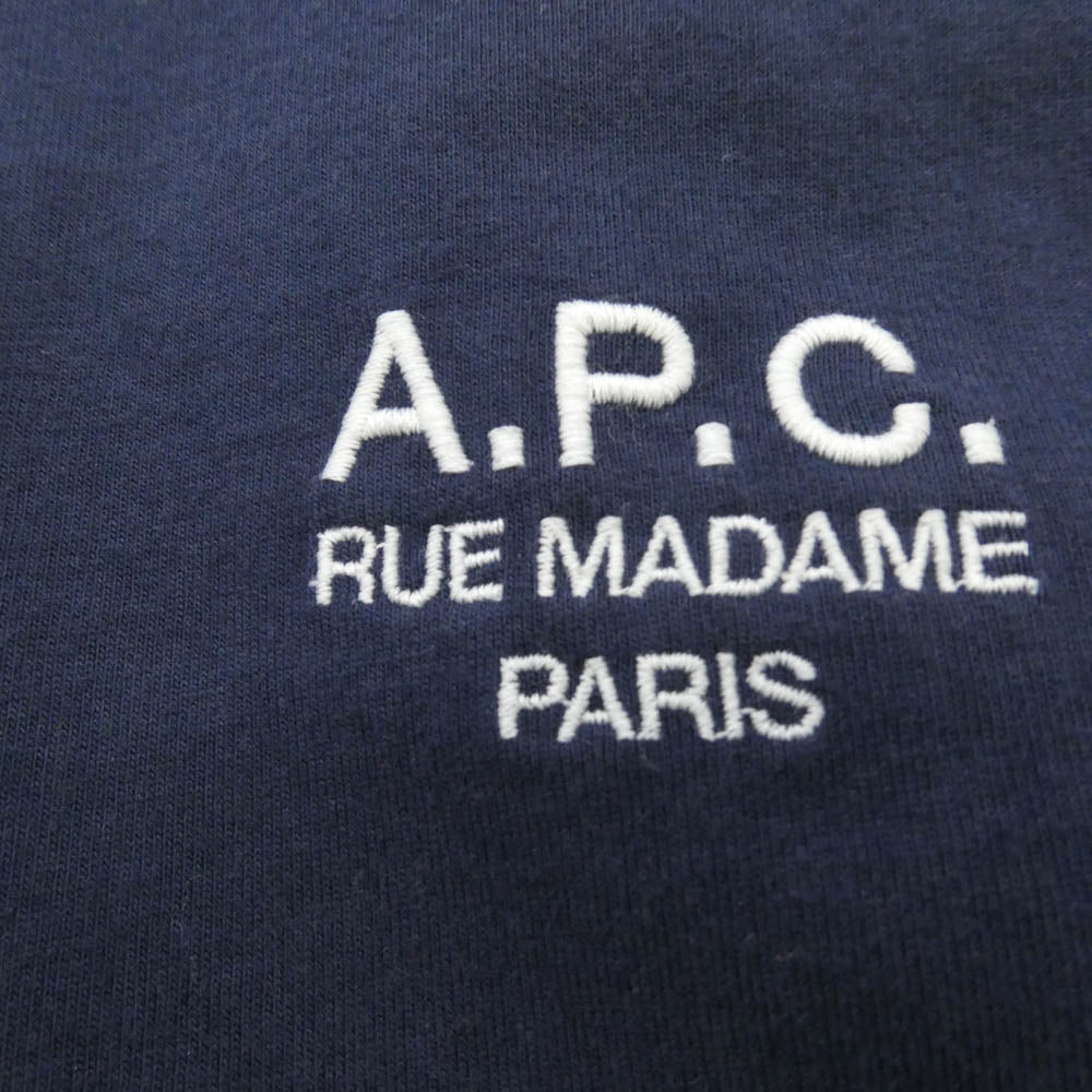 A.P.C. アーペーセー F26842 RUE MADAME PARIS ロゴ刺繍 リュ マダム パリ Ｔシャツ 半袖カットソー ネイビー系 XS【中古】
