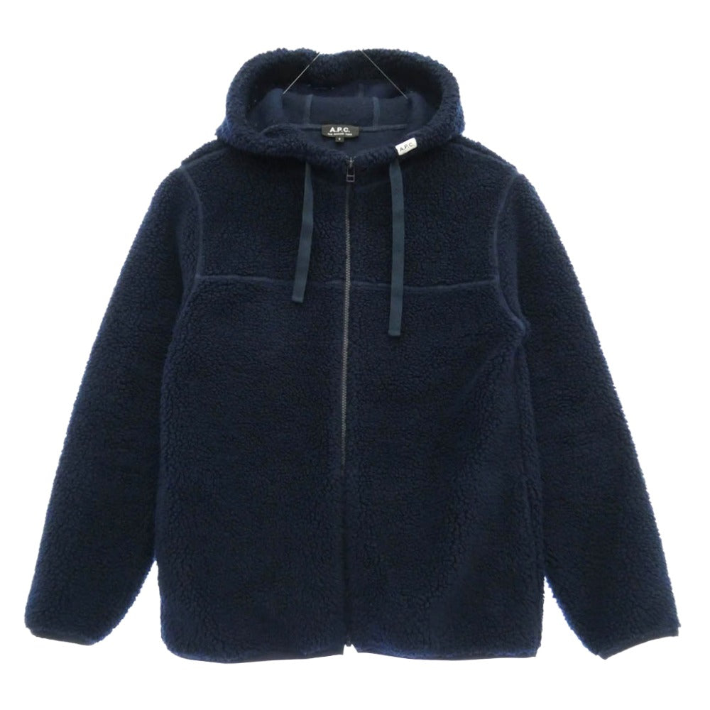 A.P.C. アーペーセー 24206-1-94041 ボアフリース ジップアップ パーカー ダークネイビー系 S【中古】