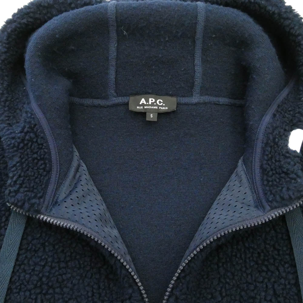 A.P.C. アーペーセー 24206-1-94041 ボアフリース ジップアップ パーカー ダークネイビー系 S【中古】
