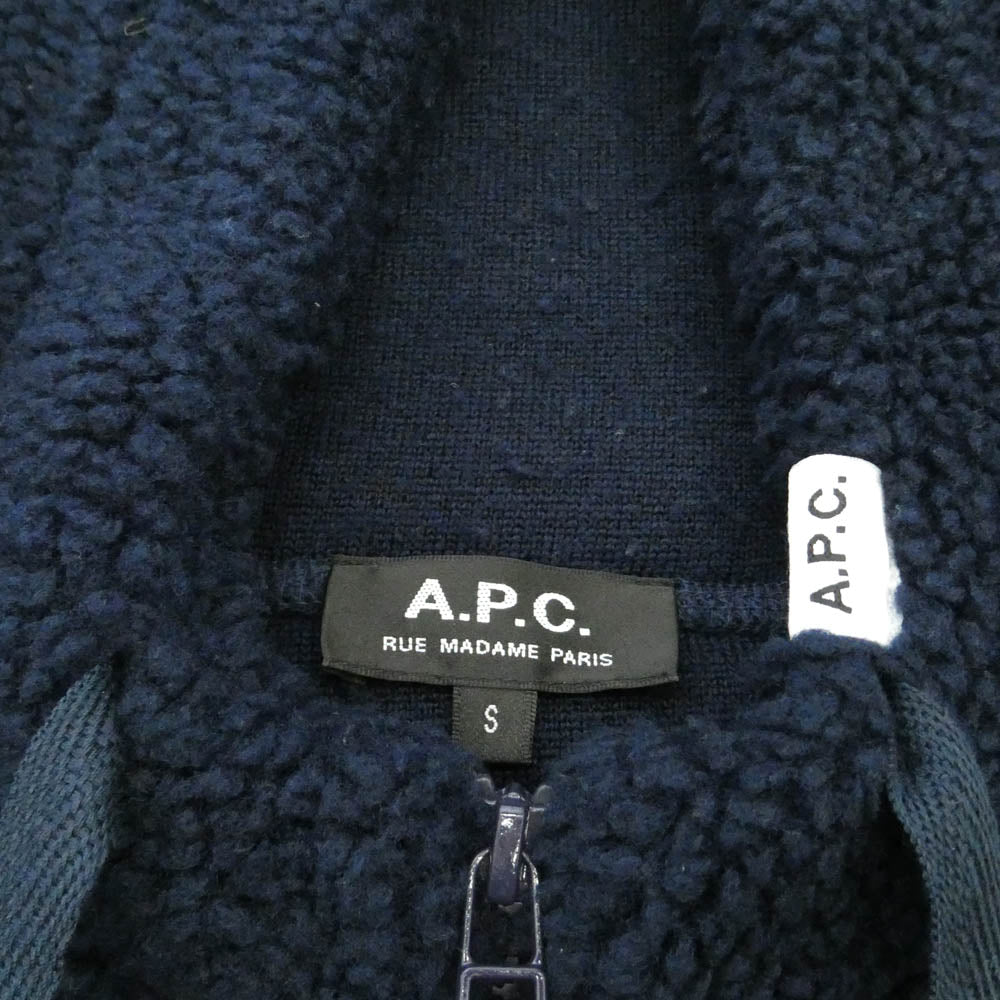 A.P.C. アーペーセー 24206-1-94041 ボアフリース ジップアップ パーカー ダークネイビー系 S【中古】