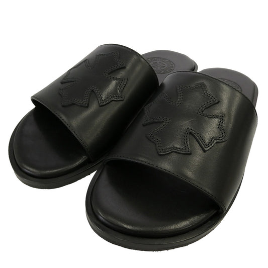CHROME HEARTS クロムハーツ（原本無） 国内レシート原本付属 CH Plus Patch Leather Slide CHプラス パッチ レザー サンダル スライド ブラック系 37【新古品】【未使用】【中古】