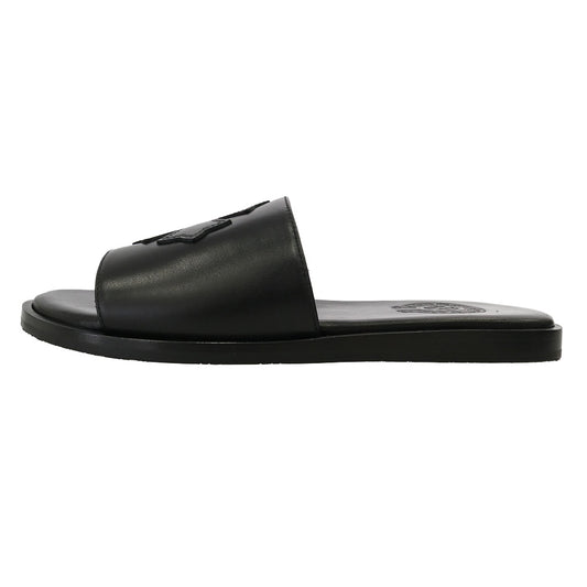 CHROME HEARTS クロムハーツ（原本無） 国内レシート原本付属 CH Plus Patch Leather Slide CHプラス パッチ レザー サンダル スライド ブラック系 37【新古品】【未使用】【中古】