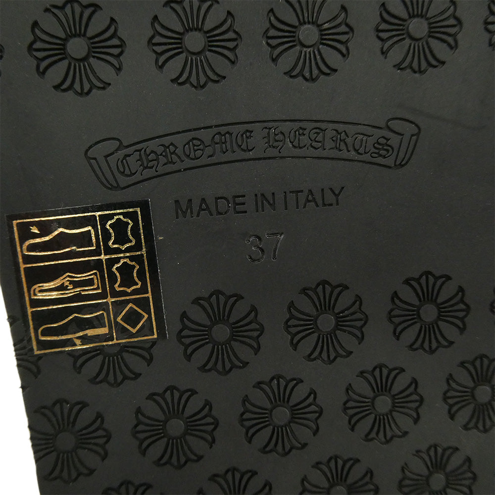 CHROME HEARTS クロムハーツ（原本無） 国内レシート原本付属 CH Plus Patch Leather Slide CHプラス パッチ レザー サンダル スライド ブラック系 37【新古品】【未使用】【中古】