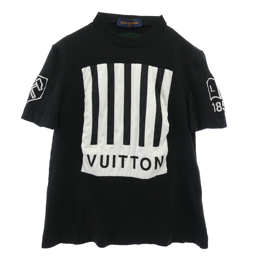 LOUIS VUITTON ルイ・ヴィトン 19AW HHN02W Barcode and Earth Knit Tee Shirt バーコード アンド アース ニット 半袖 Tシャツ ブラック系 XL【中古】