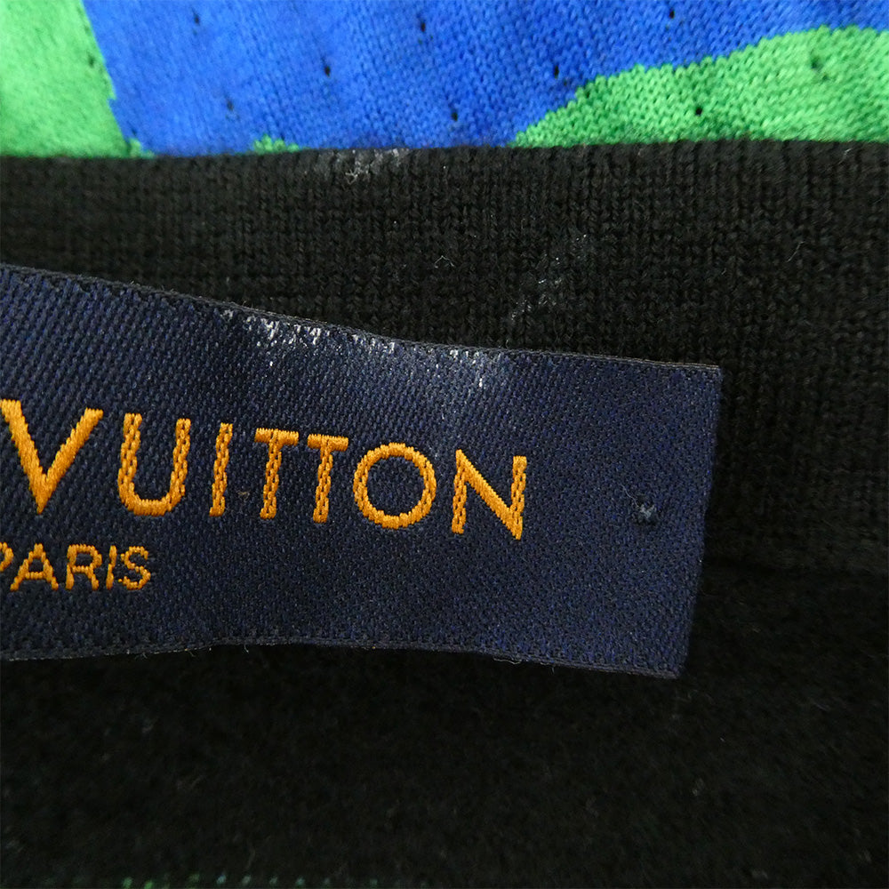 LOUIS VUITTON ルイ・ヴィトン 19AW HHN02W Barcode and Earth Knit Tee Shirt バーコード アンド アース ニット 半袖 Tシャツ ブラック系 XL【中古】
