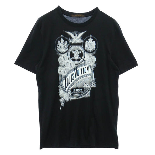 LOUIS VUITTON ルイ・ヴィトン 13AW H4JR02JEZ イタリア製 フロントプリント 半袖 Tシャツ ブラック系 S【美品】【中古】