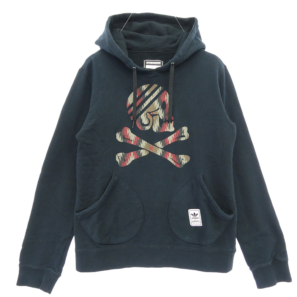 NEIGHBORHOOD ネイバーフッド adidas アディダス S09885 x adidas Originals アディダス オリジナルス スカルプリント プルオーバー フーディー パーカー ブラック系 L【中古】