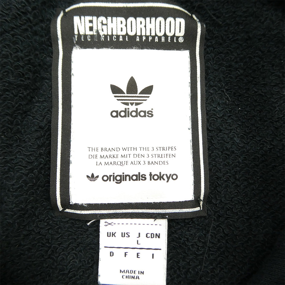 NEIGHBORHOOD ネイバーフッド adidas アディダス S09885 x adidas Originals アディダス オリジナルス スカルプリント プルオーバー フーディー パーカー ブラック系 L【中古】