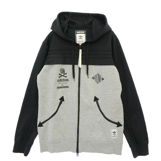 NEIGHBORHOOD ネイバーフッド adidas アディダス S15229 x adidas Originals アディダス オリジナルス プリント ジップアップ フーディー パーカー グレー系 ブラック系 M【中古】