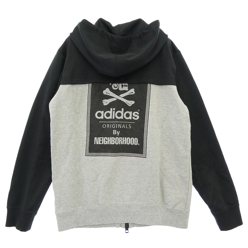 NEIGHBORHOOD ネイバーフッド adidas アディダス S15229 x adidas Originals アディダス オリジナルス プリント ジップアップ フーディー パーカー グレー系 ブラック系 M【中古】