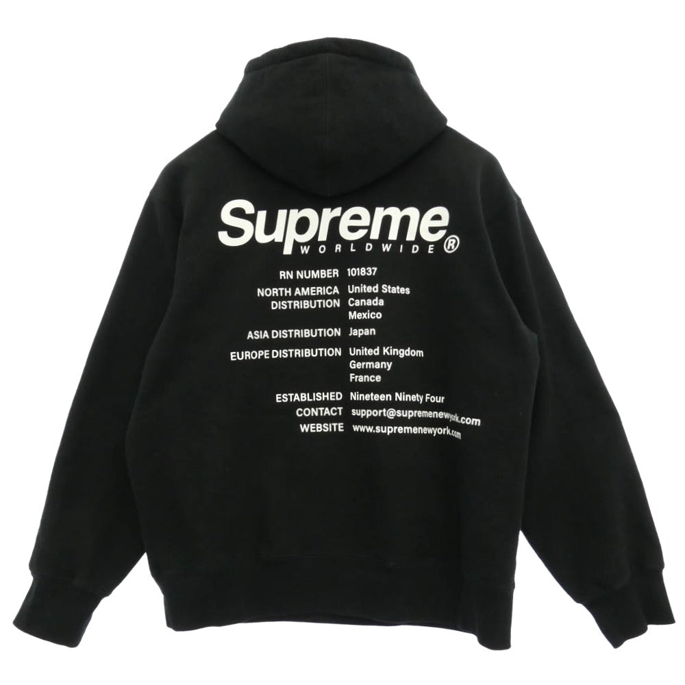 Supreme シュプリーム 23SS Worldwide Hooded Sweatshirt Black ワールドワイド フーディー スウェット シャツ パーカー ブラック L ブラック系 L【中古】