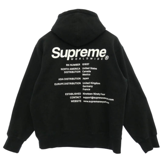 Supreme シュプリーム 23SS Worldwide Hooded Sweatshirt Black ワールドワイド フーディー スウェット シャツ パーカー ブラック L ブラック系 L【中古】
