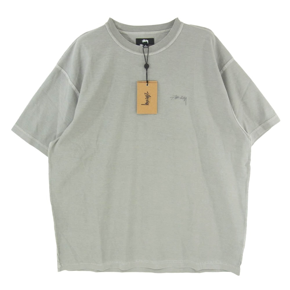 STUSSY ステューシー 1140283 LAZY TEE ロゴプリント リラックスフィット ピグメントダイ コットン Tシャツ 半袖 カットソー グレー系 L【新古品】【未使用】【中古】