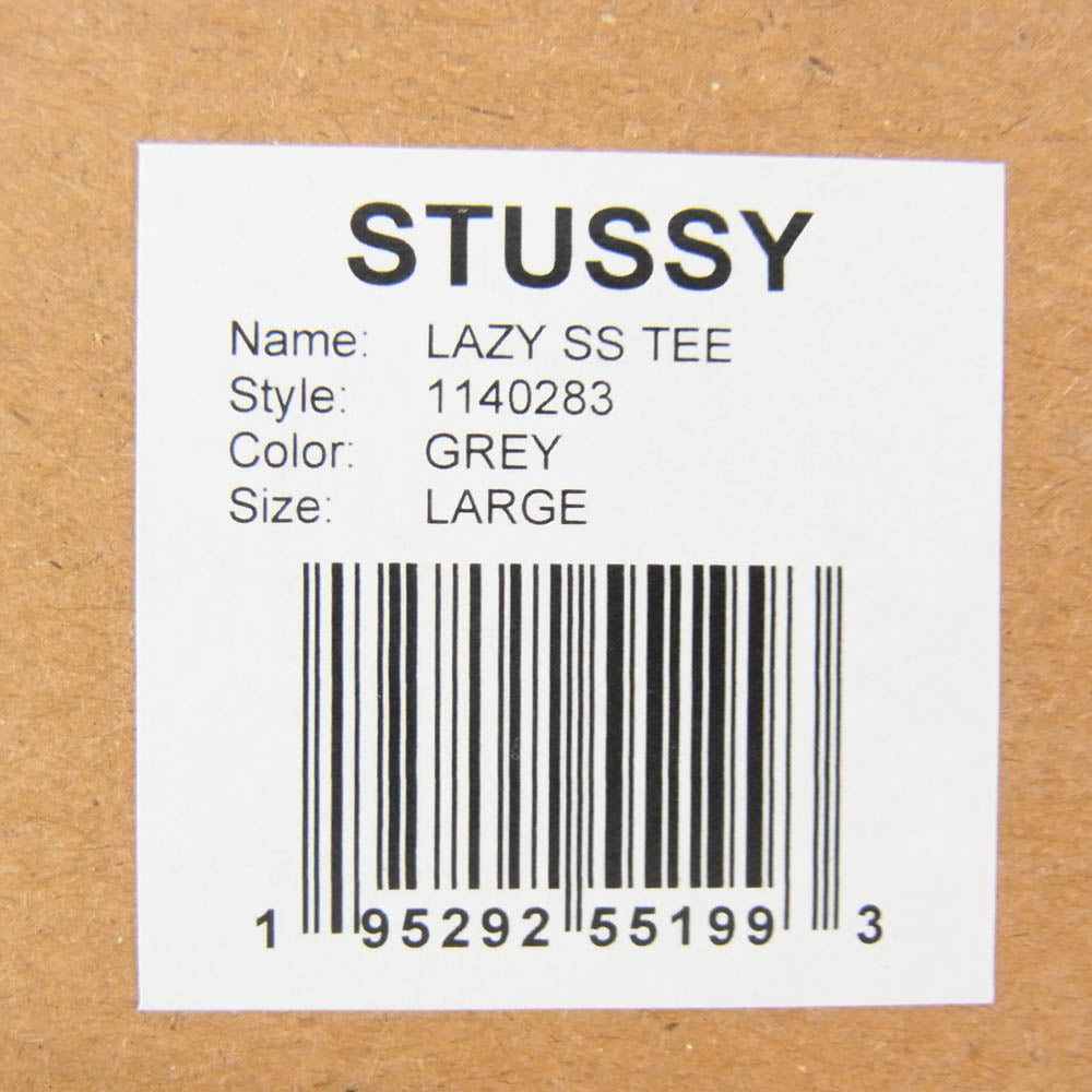 STUSSY ステューシー 1140283 LAZY TEE ロゴプリント リラックスフィット ピグメントダイ コットン Tシャツ 半袖 カットソー グレー系 L【新古品】【未使用】【中古】