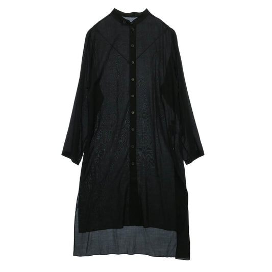 Yohji Yamamoto POUR HOMME ヨウジヤマモトプールオム HP-B23-233 80 MODAL LOAN STAND COLLAR LONG BLOUSE スタンドカラー ロング ブラウス シャツ ブラック系 1【中古】