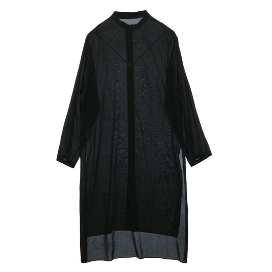 Yohji Yamamoto POUR HOMME ヨウジヤマモトプールオム HP-B23-233 80 MODAL LOAN STAND COLLAR LONG BLOUSE スタンドカラー ロング ブラウス シャツ ブラック系 1【中古】
