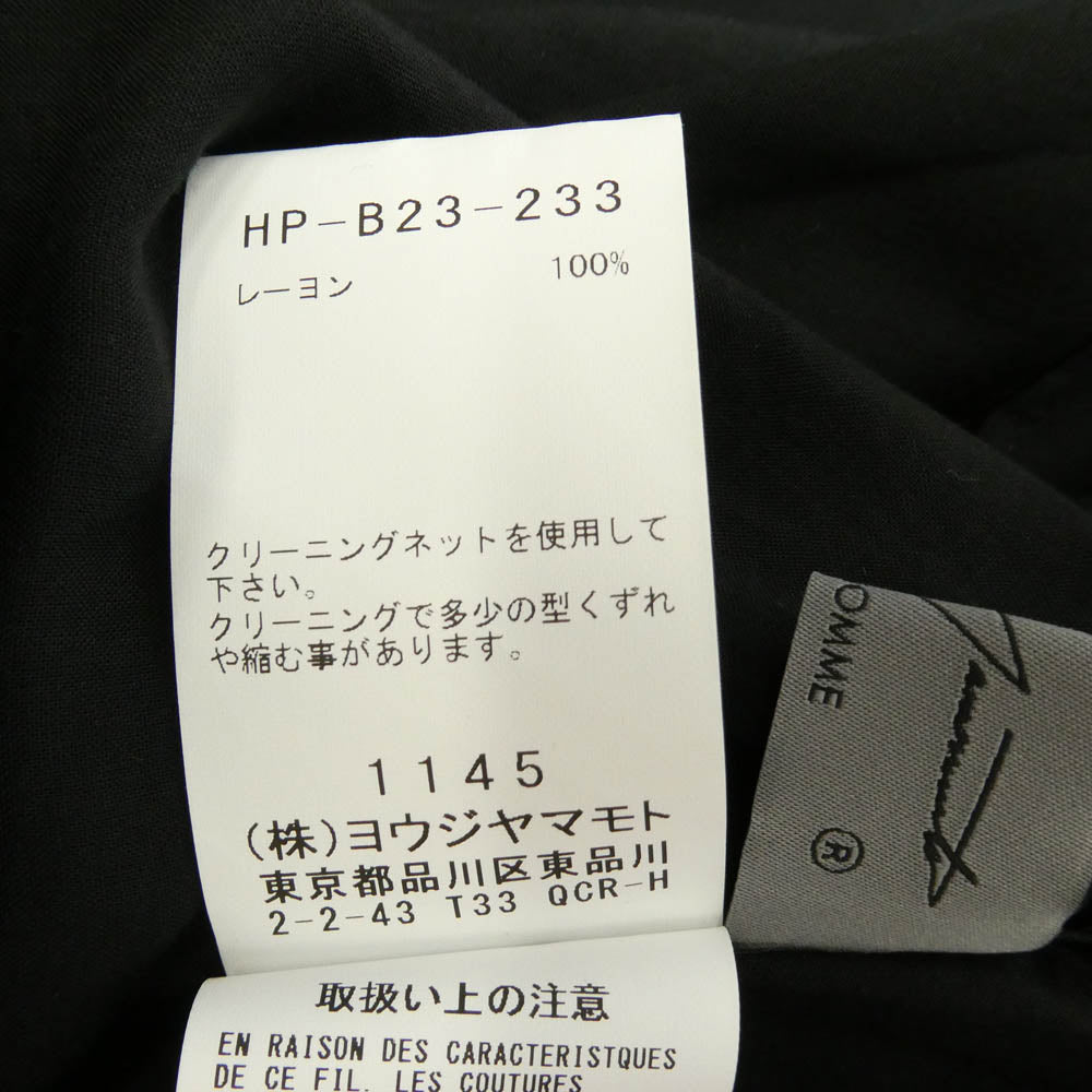 Yohji Yamamoto POUR HOMME ヨウジヤマモトプールオム HP-B23-233 80 MODAL LOAN STAND COLLAR LONG BLOUSE スタンドカラー ロング ブラウス シャツ ブラック系 1【中古】