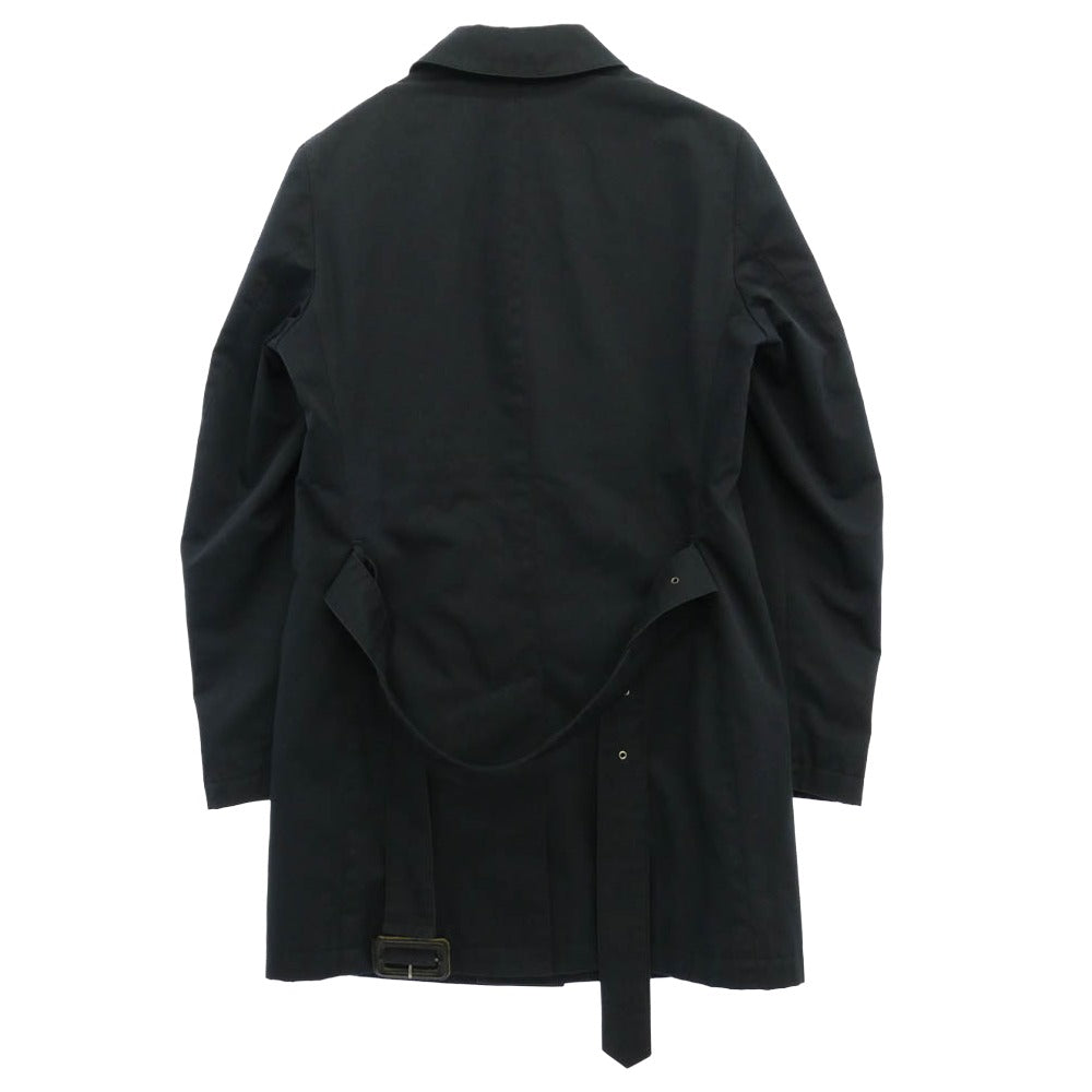 Herno ヘルノ 比翼 ステンカラー ロング コート ブラック系 44【中古】