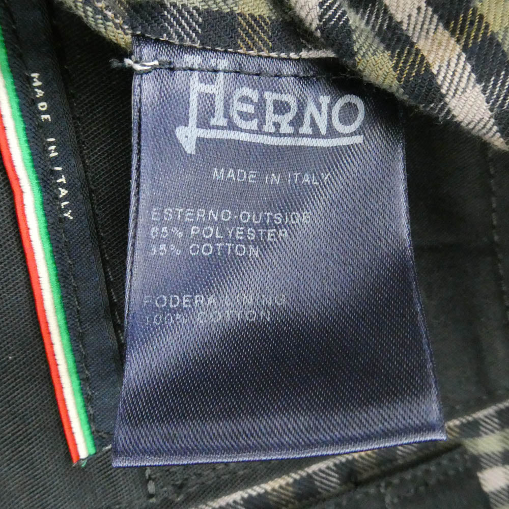 Herno ヘルノ 比翼 ステンカラー ロング コート ブラック系 44【中古】