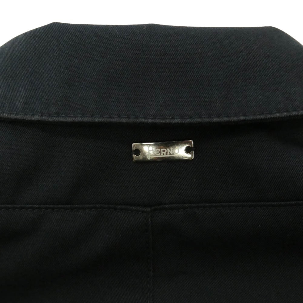 Herno ヘルノ 比翼 ステンカラー ロング コート ブラック系 44【中古】