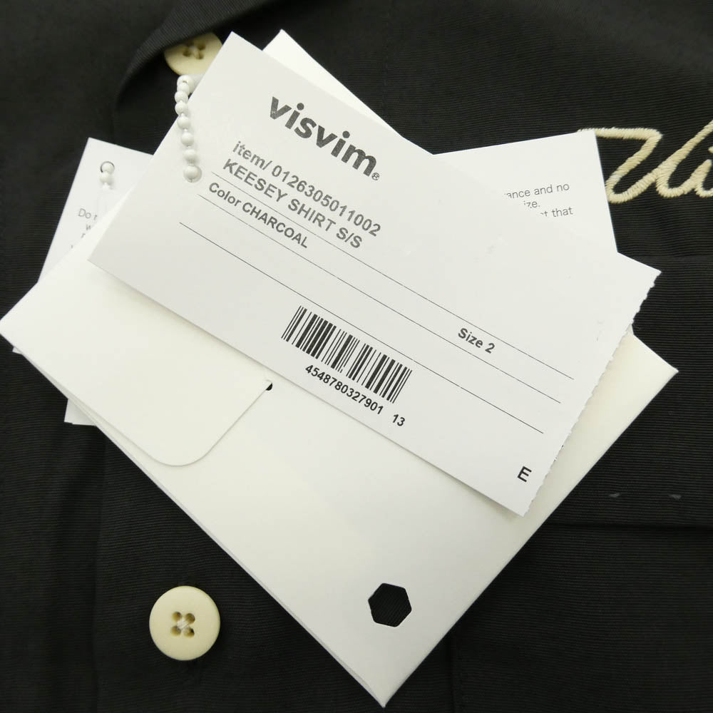 VISVIM ビズビム 26SS 0126305011002 KEESEY SHIRT S/S 半袖 オープンカラー シャツ チャコール系 2【美品】【中古】
