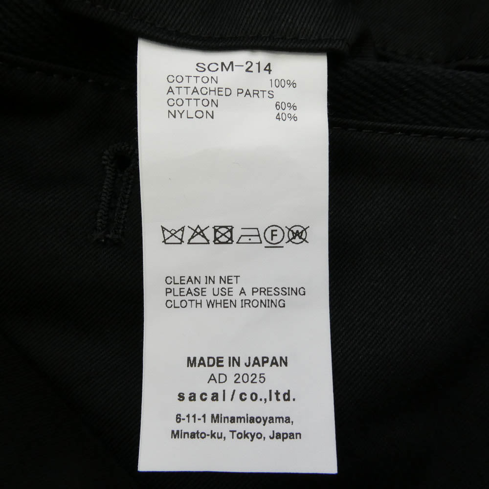 Sacai サカイ 24AW SCM-214 Chino Pants ナイロン切替 タック ドローコード チノ パンツ ブラック系 3【中古】