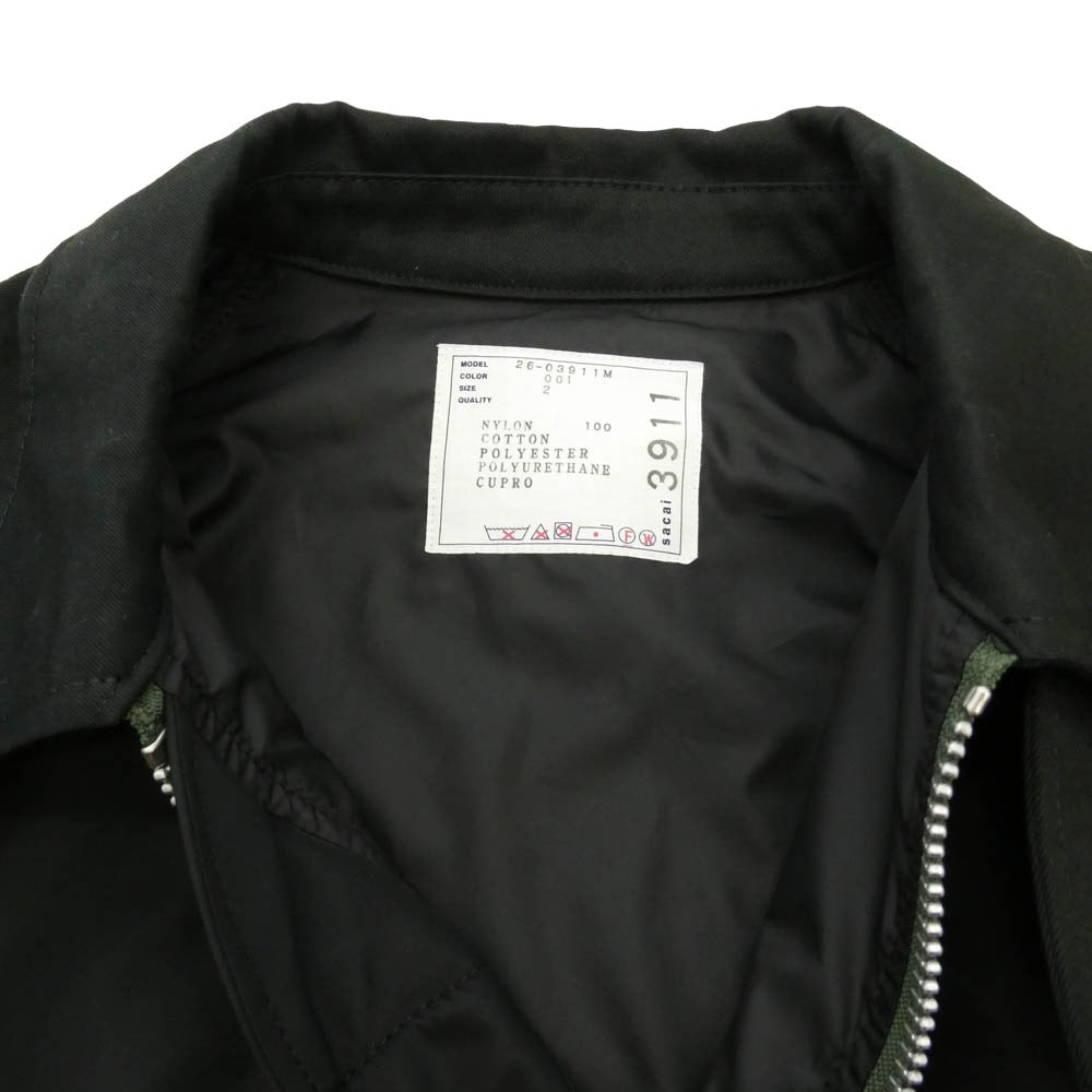 Sacai サカイ 26SS 26-03911M Cotton Chino × Nylon Twill Blouson コットンチノ ナイロン ツイル ブルソン ブラック系 2【中古】