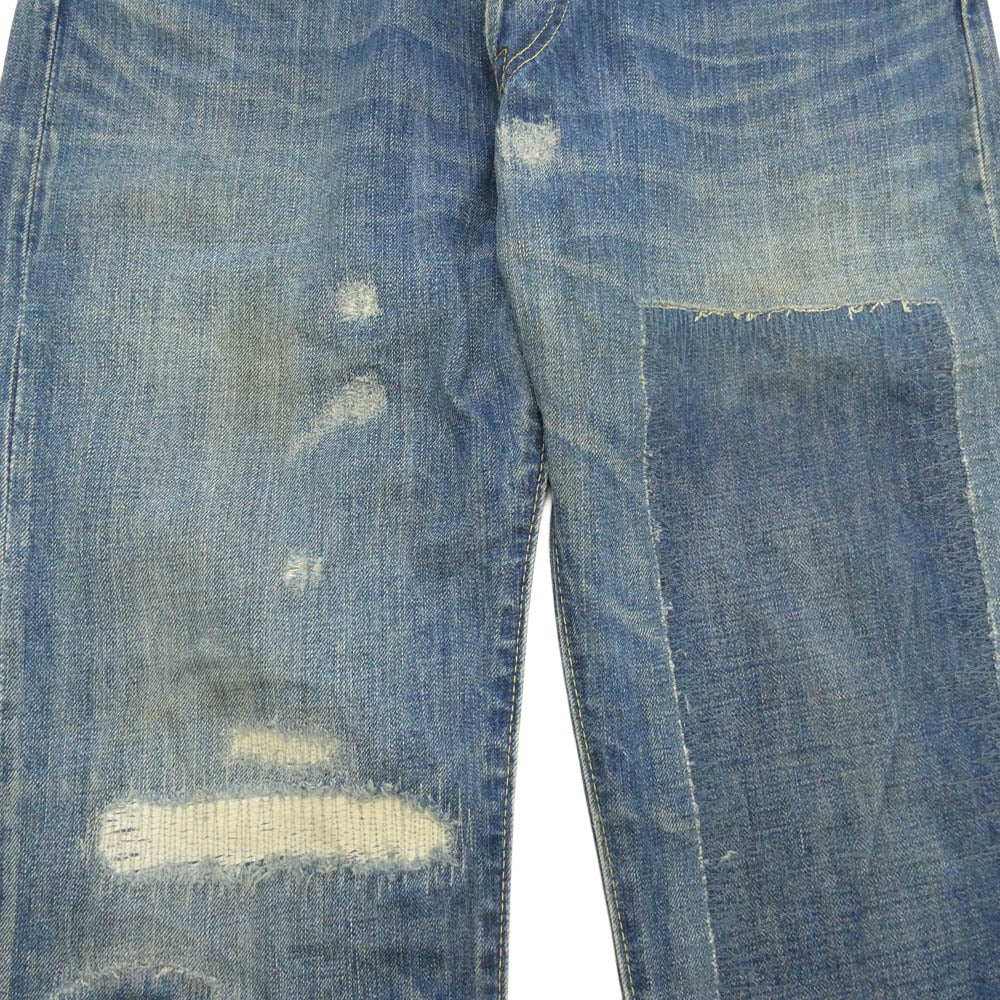 BRU NA BOINNE ブルーナボイン 7044-0 リペア ダメージ 加工 デニム パンツ ジーンズ インディゴブルー系【中古】