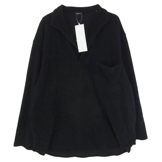 COMOLI コモリ 25SS B01-05039 パイル 無地 スキッパー 長袖 ロングスリーブ シャツ ブラック系 2【中古】