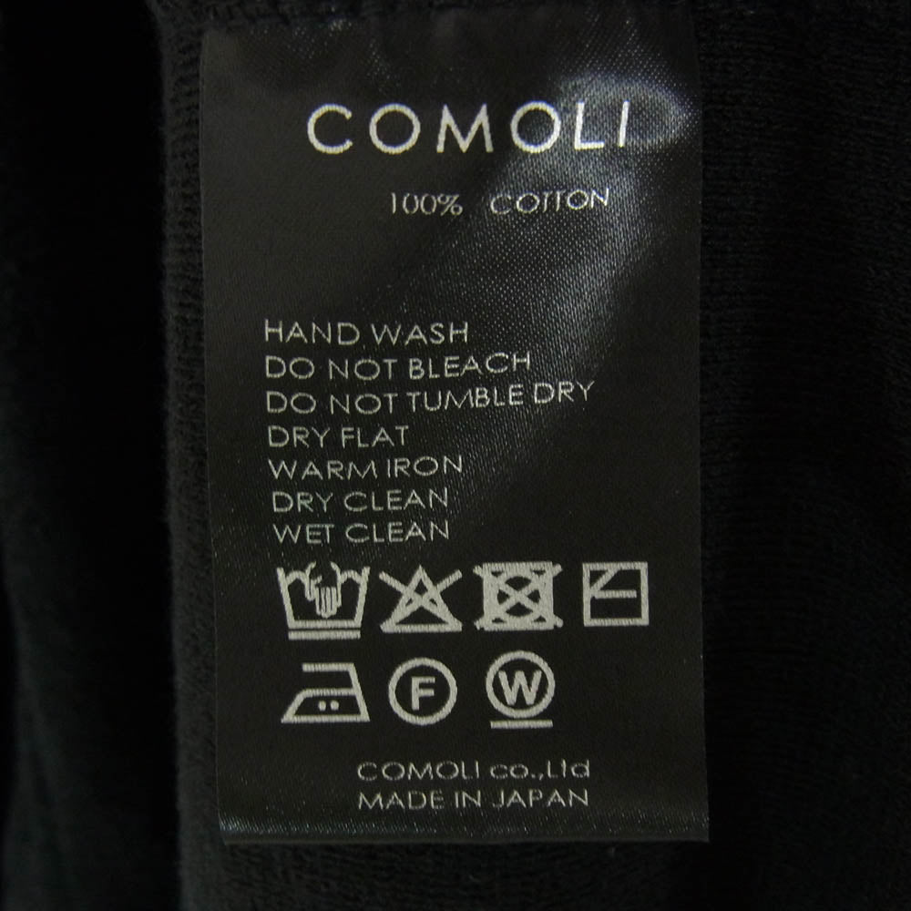 COMOLI コモリ 25SS B01-05039 パイル 無地 スキッパー 長袖 ロングスリーブ シャツ ブラック系 2【中古】