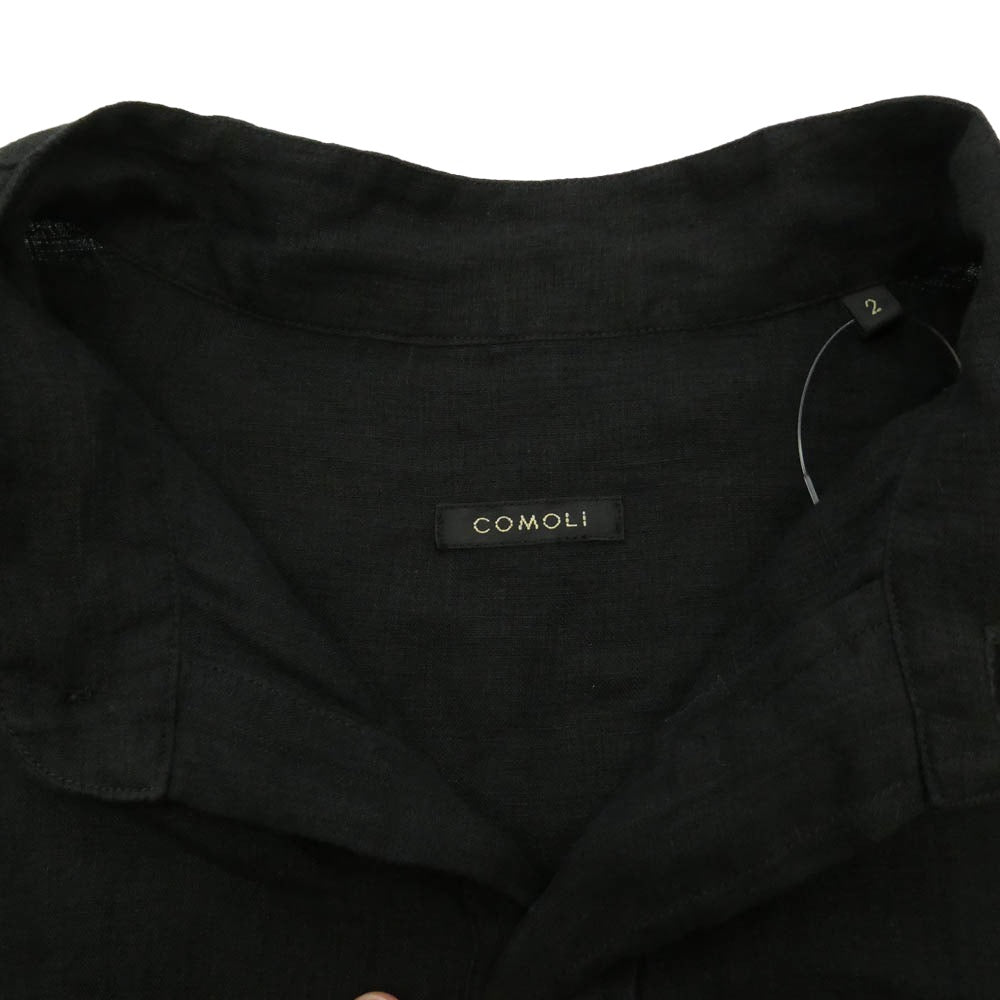 COMOLI コモリ 26SS D01-02009 リネンWクロス プルオーバーシャツ 長袖シャツ ブラック系 2【中古】