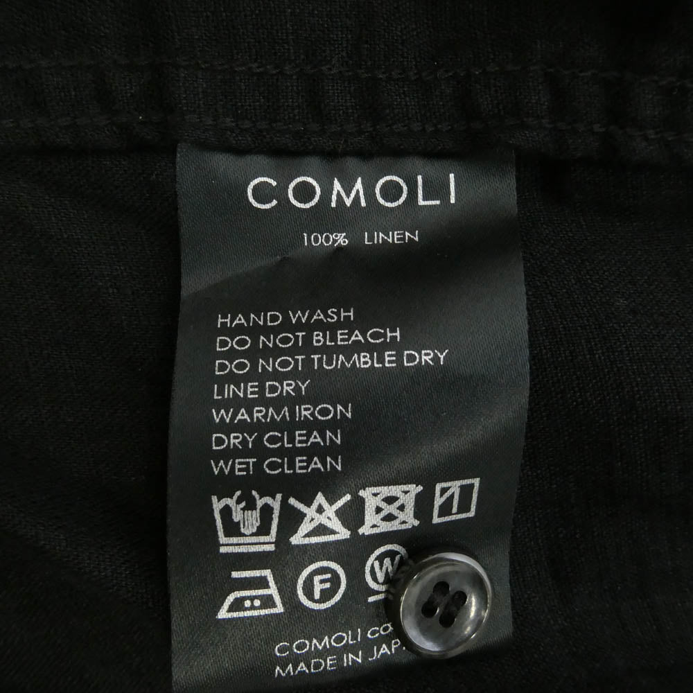 COMOLI コモリ 26SS D01-02009 リネンWクロス プルオーバーシャツ 長袖シャツ ブラック系 2【中古】