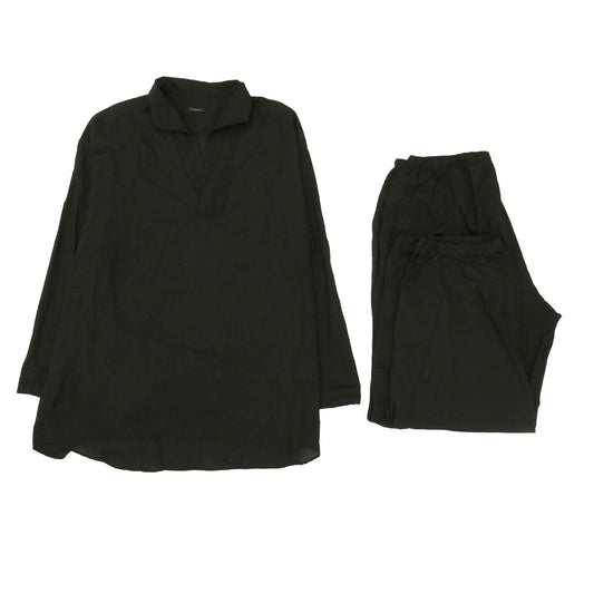 COMOLI コモリ 26SS D01-08003 KHADIコットン パジャマ セットアップ スキッパーシャツ ドローストリングパンツ ブラック系 3【中古】