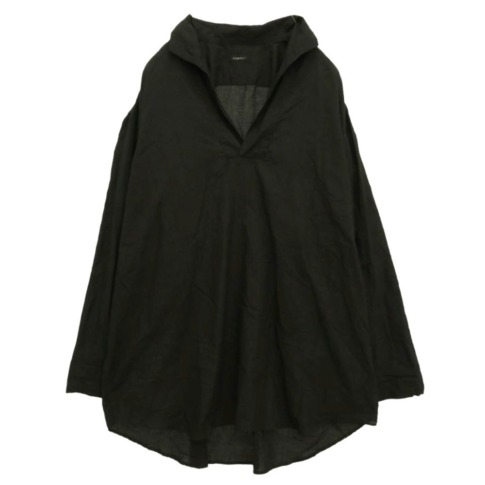COMOLI コモリ 26SS D01-08003 KHADIコットン パジャマ セットアップ スキッパーシャツ ドローストリングパンツ ブラック系 3【中古】