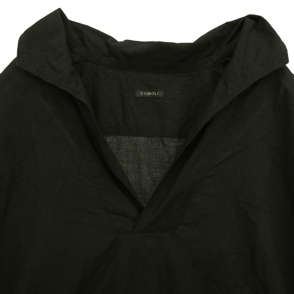 COMOLI コモリ 26SS D01-08003 KHADIコットン パジャマ セットアップ スキッパーシャツ ドローストリングパンツ ブラック系 3【中古】
