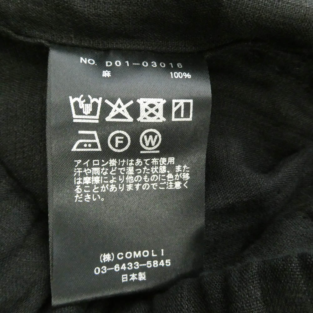 COMOLI コモリ 26SS D01-03016 リネンWクロスドローストリングパンツ ブラック系 3【中古】