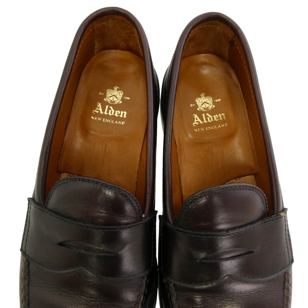 ALDEN オールデン 984 USA製 カーフレザー コイン ローファー ペニー ローファー ダークブラウン系 6.5【中古】