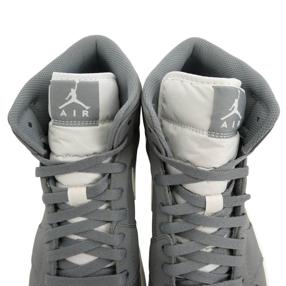 NIKE ナイキ 554724-036 Air Jordan 1 Mid Cool Grey エアジョーダン1 ミッド クール グレー スニーカー グレー系 ホワイト系 30cm【極上美品】【中古】